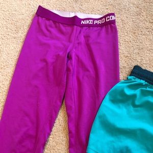 Nike leggings and shorts lot medium